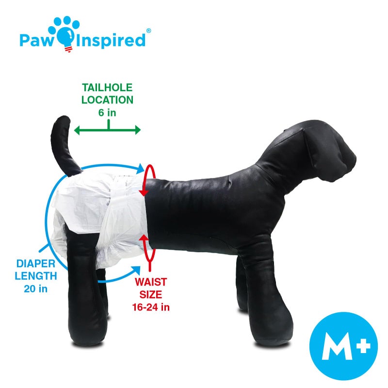 Paw Inspired 32ct Disposable Dog Diapers | Female Dog Diapers Ultra Protection | Diapers for Dogs in Heat, Excitable Urination, or Incontinence (Medium Plus) - Image 5